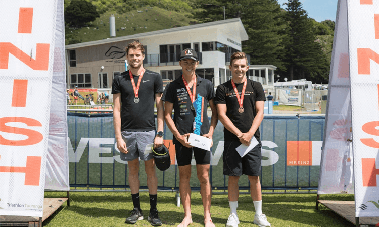 EVES Surfbreaker Triathlon Mount Maunganui men's podium